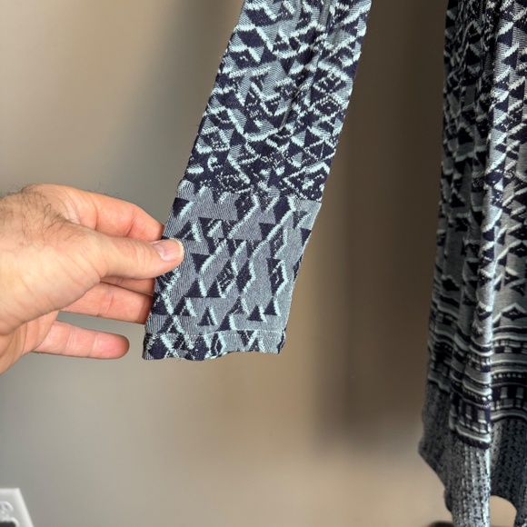 BCBGMaxazria Long Sleeve Aztec Fit & Flare Knit Dress Multicolor Small Midi‎ - Picture 2 of 16